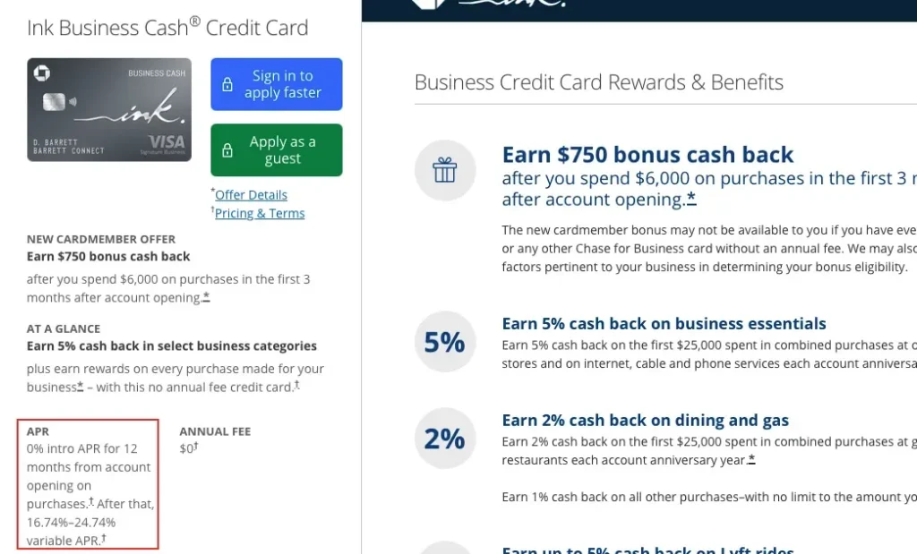 Chase ink apr promo